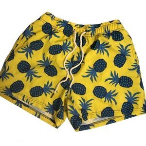 Two left feet swim wear Board Shorts bathing suit yellow pineapple M- 32